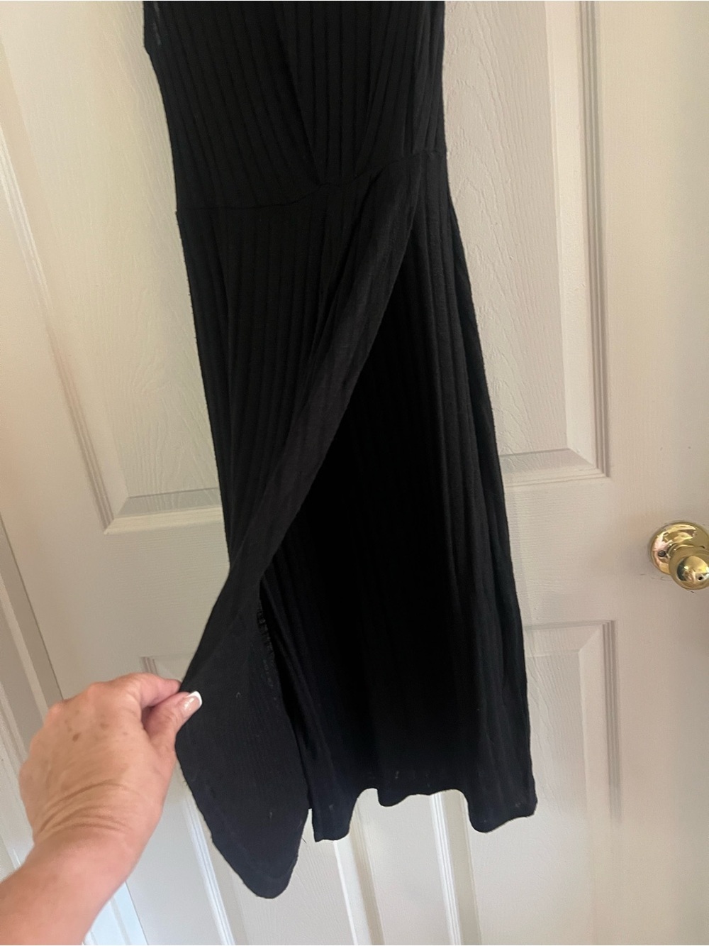 BP. Black Ribbed Sleeveless Midi Dress | Tulip Hem | Size Small - Picture 4 of 10